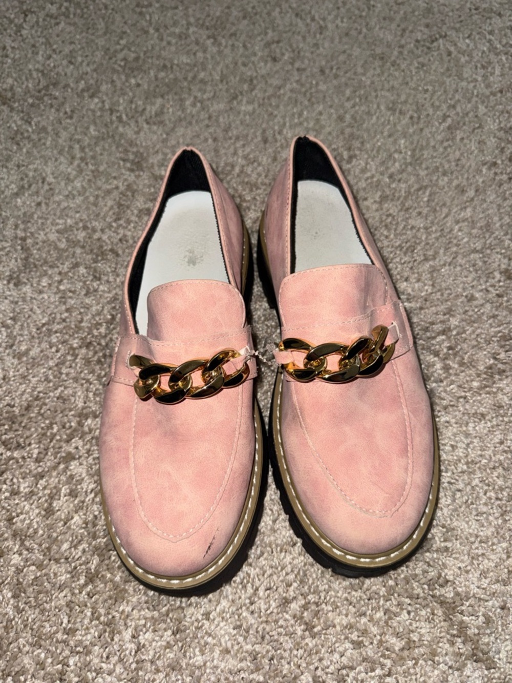 Women's Pink Chain-Accent Loafers